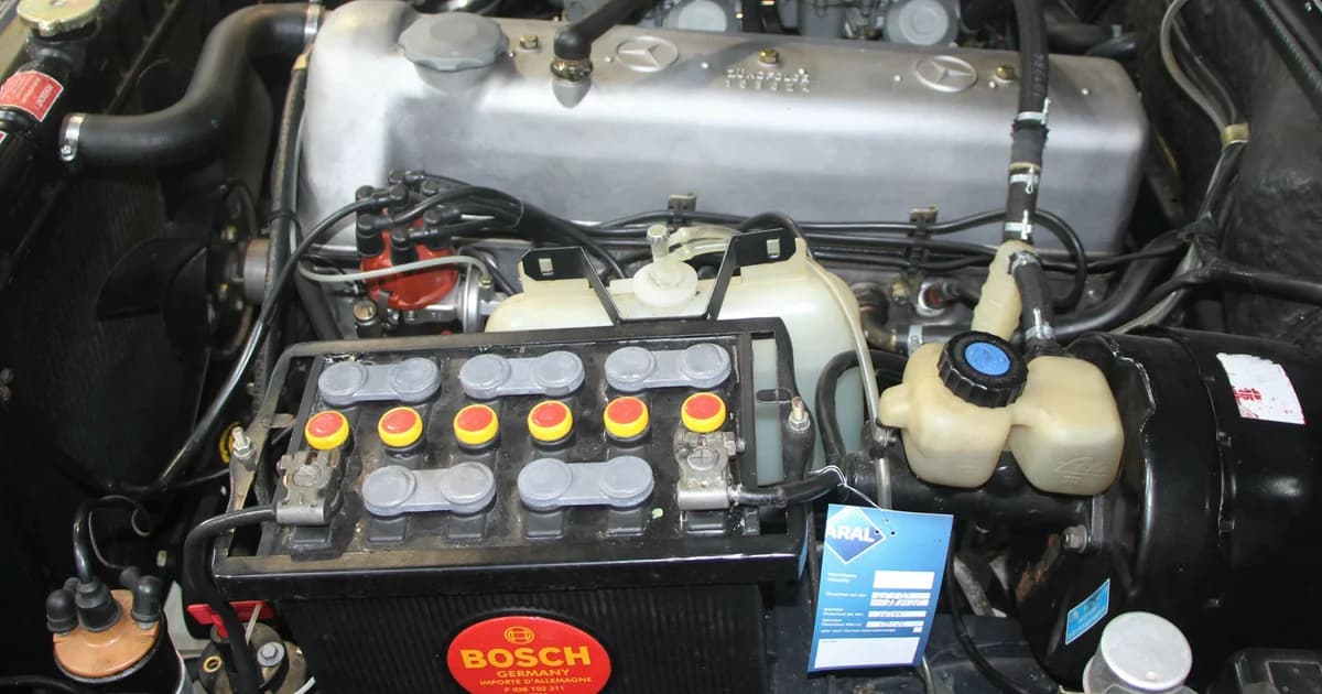 Batería de coche Bosch instalada en el compartimento del motor — sustitución y mantenimiento de la batería del automóvil