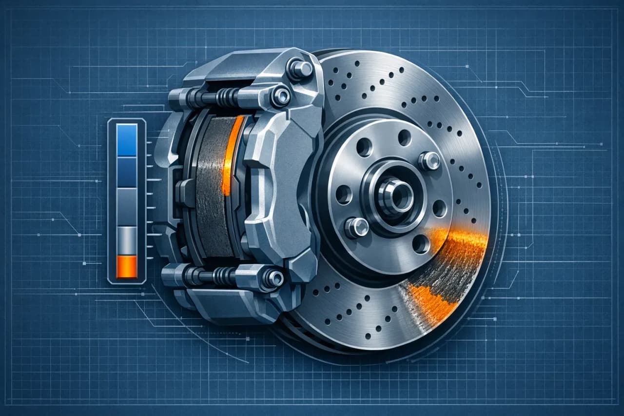 Ilustración de portada: Pastillas de freno, señales de desgaste, costes y buenas prácticas