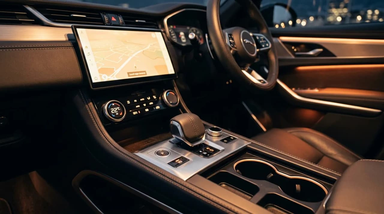 Selector del cambio automático en la consola central de un coche de ocasión